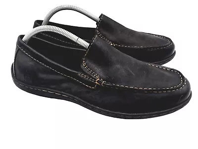 BORN Mens Size 8 M Slip-On Moc Loafer Charcoal Black Soft Leather Comfort Shoes • $39