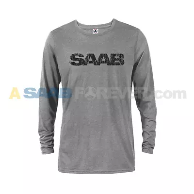 Saab Genuine Brand New Unisex Long Sleeved T-shirt Grey Distressed Logo Design • $22.49