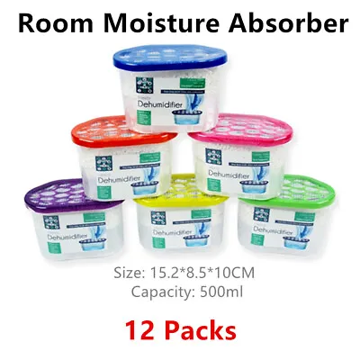 $49.95 • Buy 12 X 500ml Dehumidifier Home Air Moisture Damp Mould Absorber Bed Room Wardrobe