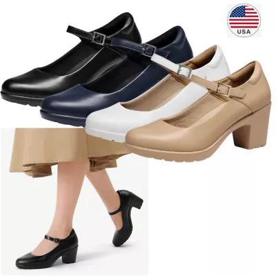 Dream Pairs Women Mary Jane Pump Shoes Low Chunky Block Heel Dress Pump Shoes • $28.99