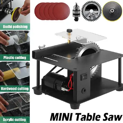 Mini Table Saw Woodworking Cutting Tool Polish Machine With Saw Blade Home DIY • £39.90