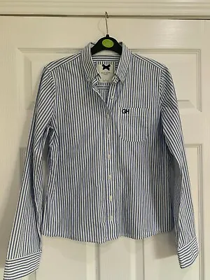 Gilly Hicks Abercrombie & Fitch Blue And White Striped Cotton Blouse Medium • £8.50