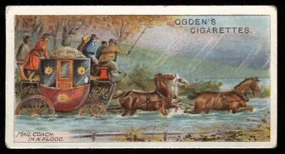 Tobacco Card Ogdens ROYAL MAIL 1909 Mail Coach In A Flood #8 • £3.50