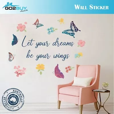 Wall Stickers Removable Butterfly Flower Dream Wings Living Room Decal Art Decor • $9.95