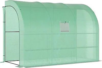 Lean To Greenhouse Walk-In With Windows 300x150cm Green • £86.45