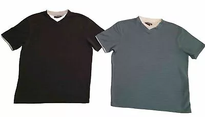 Lot Of 2 Method Mens Short Sleeve Striped Blue Gray Shirt W Faux T Shirts Size M • $19.95