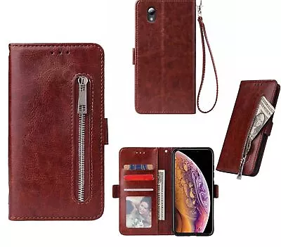 Zte Blade A31 Lite Pu Leather Wallet Case Card Slots Zip Side Magnet • $11.50