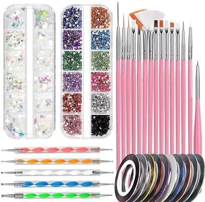 Nail Art Kit For Beginners Nail Art Supplies With Nail Art Brushes Nail  • $14.97