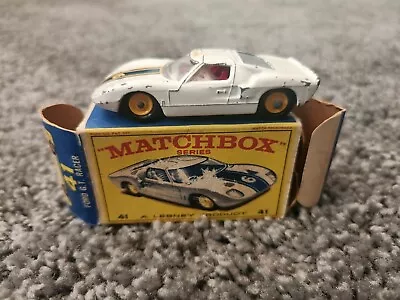 Matchbox Regular Wheels #41 Ford GT Matte Black Base Lesney England Used In OB • $0.99