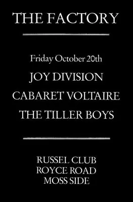 The Factory - Joy Division - Cabaret Voltaire - Manchester Gig Poster • $26.11