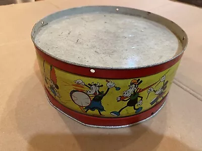 DISNEY MICKEY MOUSE TIN LITHOGRAPHED DRUM BY OHIO ART  W/MINNIE & PLUTO 1930’s • $55.55