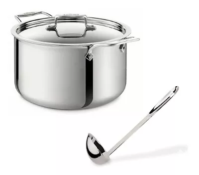 All-Clad SD55508 D5 Polished  5-Ply 8-qt Stock Pot With Lid & 14in Ladle • $169.99