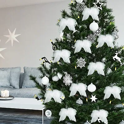 £2.99 • Buy 10PCS Feather Angel Wings Wedding Christmas Baby Shower Hanging Xmas Tree Decor