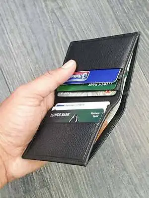 £7.95 • Buy Mans Small Black Soft Real Leather Cardholder Case Wallet Cards & Cash Pocket