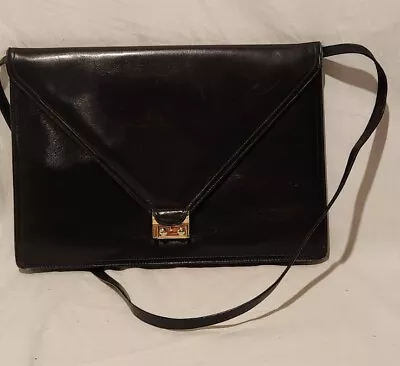 Vintage Black Leather Morris Moskowitz Envelope Crossbody / Shoulder Bag Purse • $15