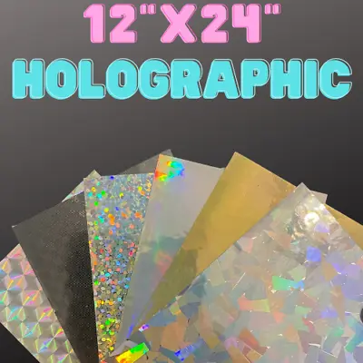 12 X24  Holographic Vinyl For Cricut® - Permanent Adhesive - Multiple Patterns • $9.95