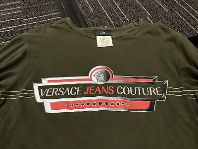 VERSACE JEANS COUTURE - Men’s Army Green Long Sleeve Medusa T-shirt 90’s. Size L • $249.99