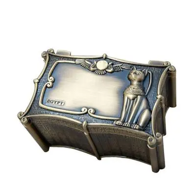 Vintage Egypt Bastet Cat Metal Anubis Jewelry Box Egyptian Gift Storage Case • £24.95