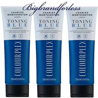 Charles Worthington ColourPlex Toning Blue Shampoo For Brunettes 250 Ml -3 Pack • £14.95