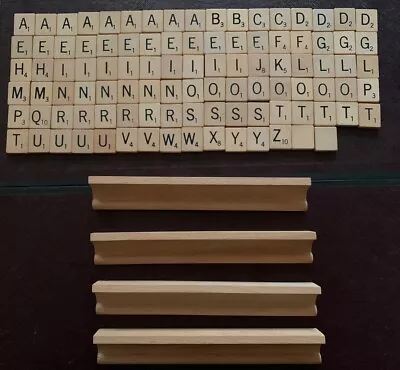 Scrabble Tiles Lot Of 100 Wooden Letters Complete Set Vintage • $11.99