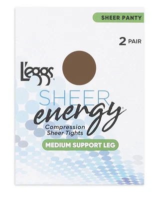 $16.99 • Buy Leggs Sheer Medium Leg Support Sheer Panty/Sheer Toe Tights 2 Pair Sz B Suntan