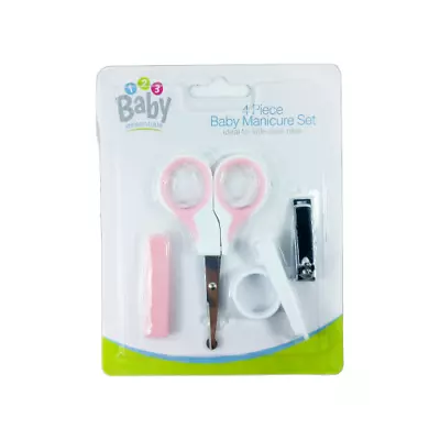 £3.79 • Buy Baby Nail Care 4pc Set Pink & White Scissors Clippers Manicure Pedicure Kit