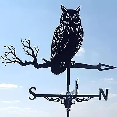Metal Owl/Eagle Weather Vane Garden Roof Yard Barn Weathervane Scene Decor Craft • £13.95