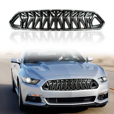 Car Front Grill For 18-21 Ford Mustang Shark Grille W/LED Light White Ice Blue • $76.55