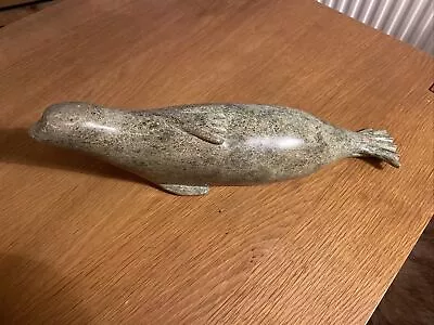 Eskimo Inuit Stone Carving Of A Seal By Canadian Artist Jomie Aipeelee ( Signed) • £75