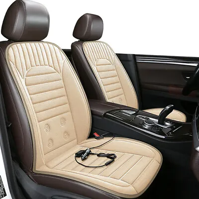 Beige Plush Heated Car Seat Cushion Protector Winter Warmer Chair Heating Pad    • $36.80