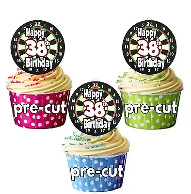 PRECUT Dartboard Darts 12 Cup Cake Toppers Birthday Decorations ANY AGE 1 To 155 • £3.75