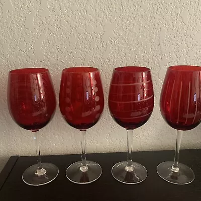 Mikasa 4 Ruby Red Cheers 16-oz Wine Goblets Mint No Box READ Holiday Valentines • $30.99