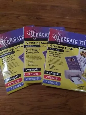 U Create It! Gloss Finish Greeting Card Lot 3 Design Print *30 Cards  Envelopes • $7.89