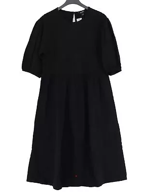 Monki Women's Midi Dress S Black 100% Cotton 3/4 Sleeve Midi Crew Neck A-Line • $9.60