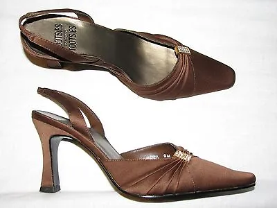 9 Mootsies Tootsies Collection Moritz Brown Satin Leather Sole Rhinestone Dressy • $24.99