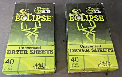 Mossy Oak Eclipse Scent KIller Unscented Dryer Sheets Lot Of 2 New Boxes • $17.78