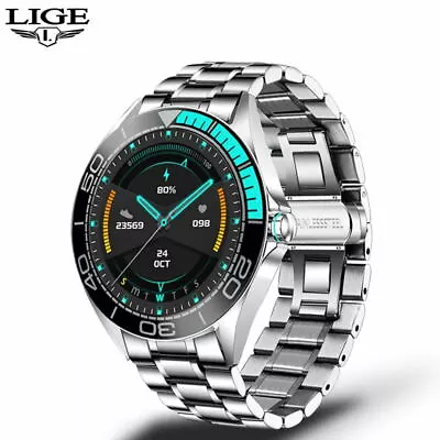 $72.19 • Buy LIGE Smart Watch Heart Rate Blood Pressure Men IP68 Waterproof Sport Fitness
