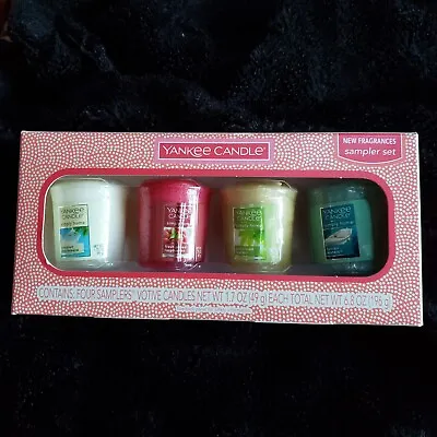 Yankee Candle Sampler Box Set/4 Votives Tuscan Leaves Coconut Raspberries 2016 • £23.73