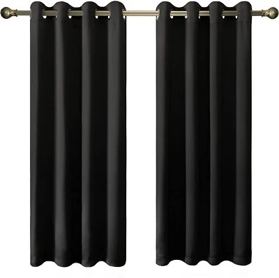 £19.99 • Buy Thermal Insulated Eyelet Blackout Curtains Set Black Grey Various Sizes & Widths