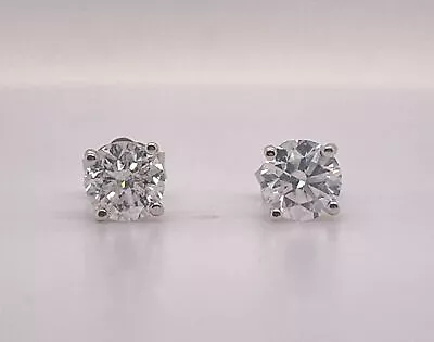 Classic 14K White Gold 1.43ctw Natural Round Brilliant Diamond Stud Earrings • $4663.66