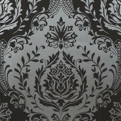 £9.95 • Buy Berkeley Damask Wallpaper Silver Black Charcoal Glitter Floral Embossed Textured