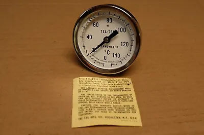 Vintage Tel-Tru Thermometer 0-140C Unused Made In USA Stainless 3.25  Dial Probe • $18