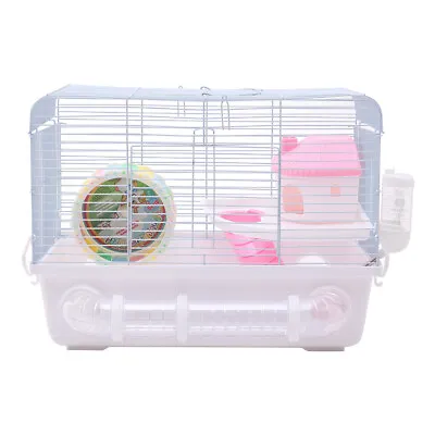 Large Hamster Gerbil Mouse Small Pet Cage Transparent With Running Wheels Tunnel • £16.94