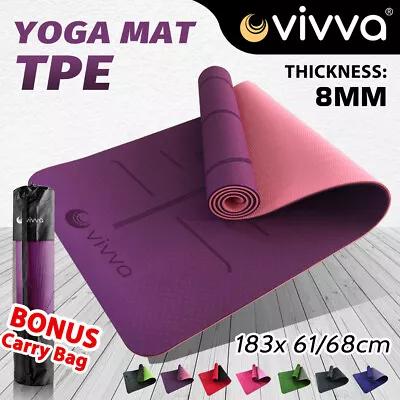 VIVVA TPE Yoga Mat Eco Friendly Exercise Fitness Gym Pilates Non Slip  With Bag • $10.15