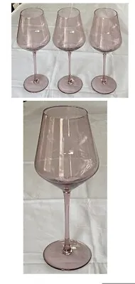 VINTAGE Wine Glasses JUMBO 20 Oz. Blown PLUM PURPLE 9.75  Tall  3-Piece Set • $28.88