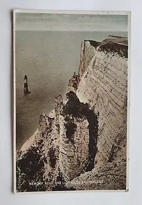 Vintage B&W Postcard - Beachy Head & Lighthouse Eastbourne - 1929  #A • £1.50