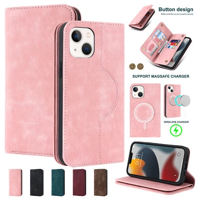 $25.22 • Buy For IPhone 14 13 12 Pro Max MagSafe Magnetic Leather Wallet Case Flip Cover Card