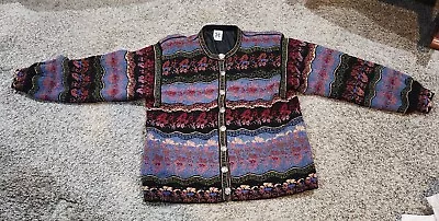 Vintage Icelandic Design Sweater M/L Knitted Wool Cardigan Sweater • $45