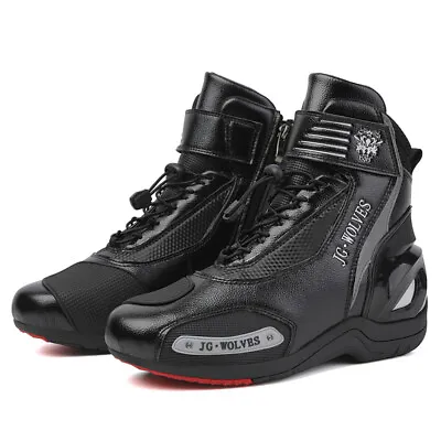 Mid-top Motorcycle Riding Boots Road Track Racing Sports Protective Shoes Black • $119.90