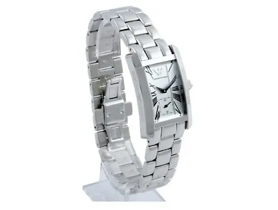 New Genuine Emporio Armani Mens Watch Ar0145  Rectangular Silver With White Dial • £78.99